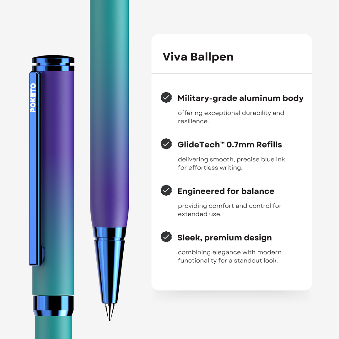 Poketo Ombre Dual Shade Metallic Ball Pen Set (Set of 3)