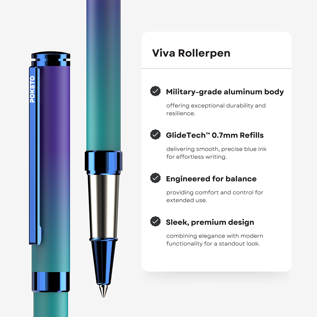 Poketo Ombre Dual Shade Metallic Roller Pen Set (3 Pens)