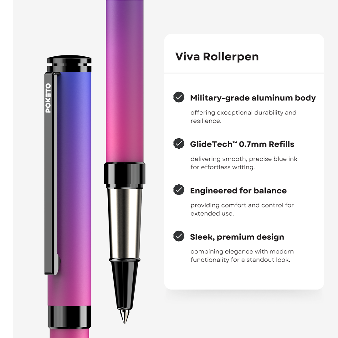 Poketo Ombre Dual Shade Metallic Roller Pen Set (3 Pens)