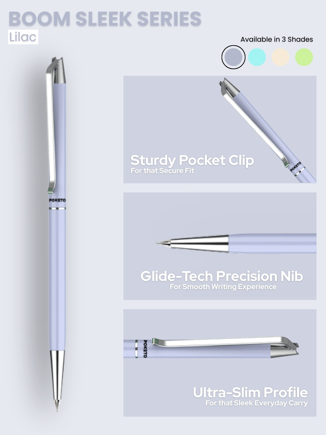 Boom Sleek Metallic Ball Pen - Lilac