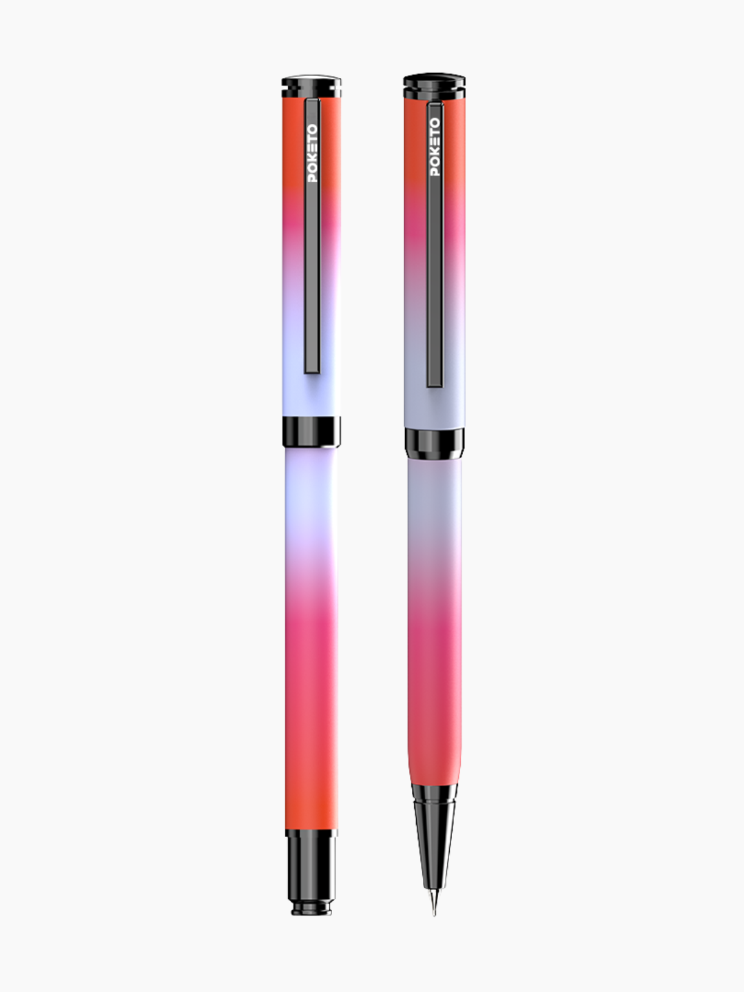 Poketo Ombre Dual Shade Metallic Roller & Ball Pen Set - Rose Flame