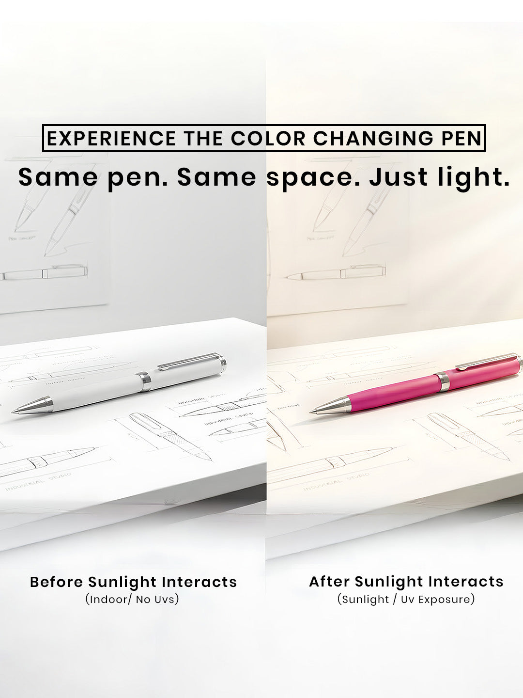 UVx Photon - India's 1st Color Changing Metallic Roller & Ball Pen Set - White & Blue