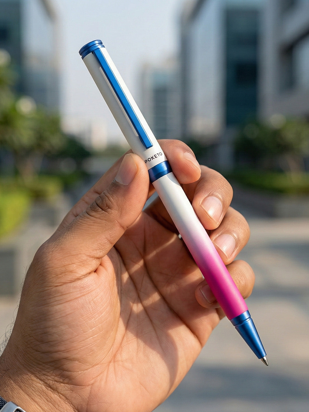 UVx Photon - India's 1st Color Changing Metallic Roller & Ball Pen Set - White & Blue