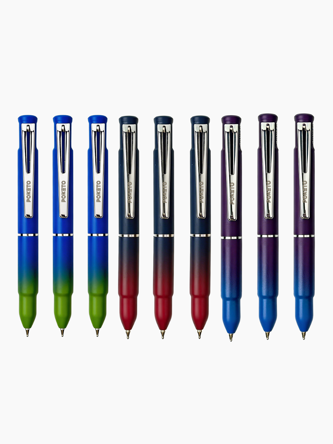Poketo Nano Ombre Dual Shade Ball Pen - World's Smallest Pocket Size Ball Pen (Pack of 3)