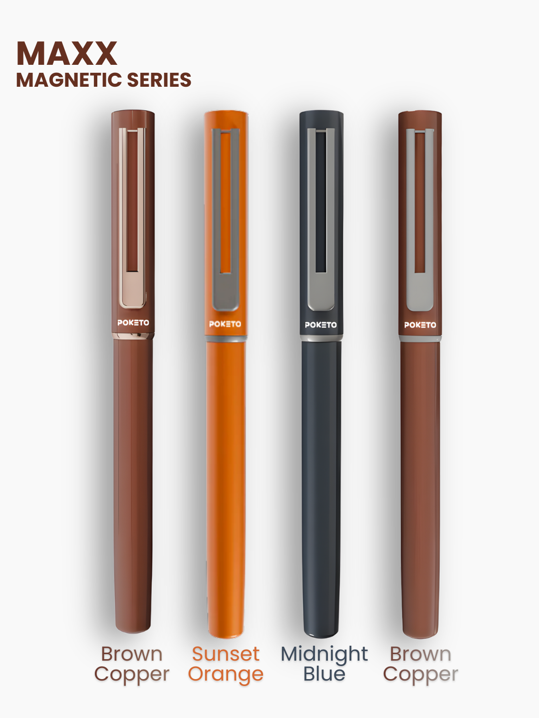 Maxx Magnetic Metallic Roller Pen (Set of 4)