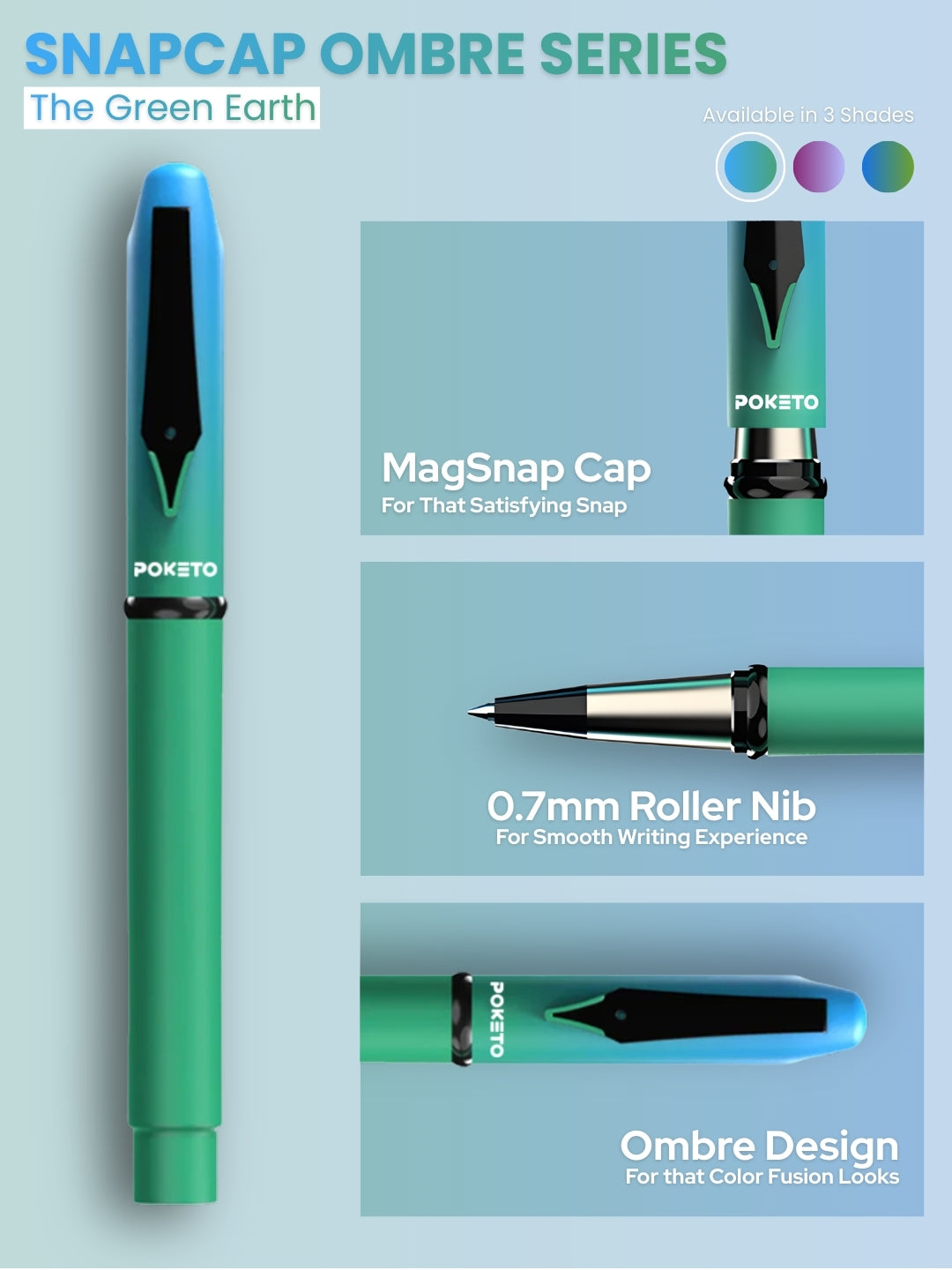 The Green Earth SnapCap Ombre Roller Pen