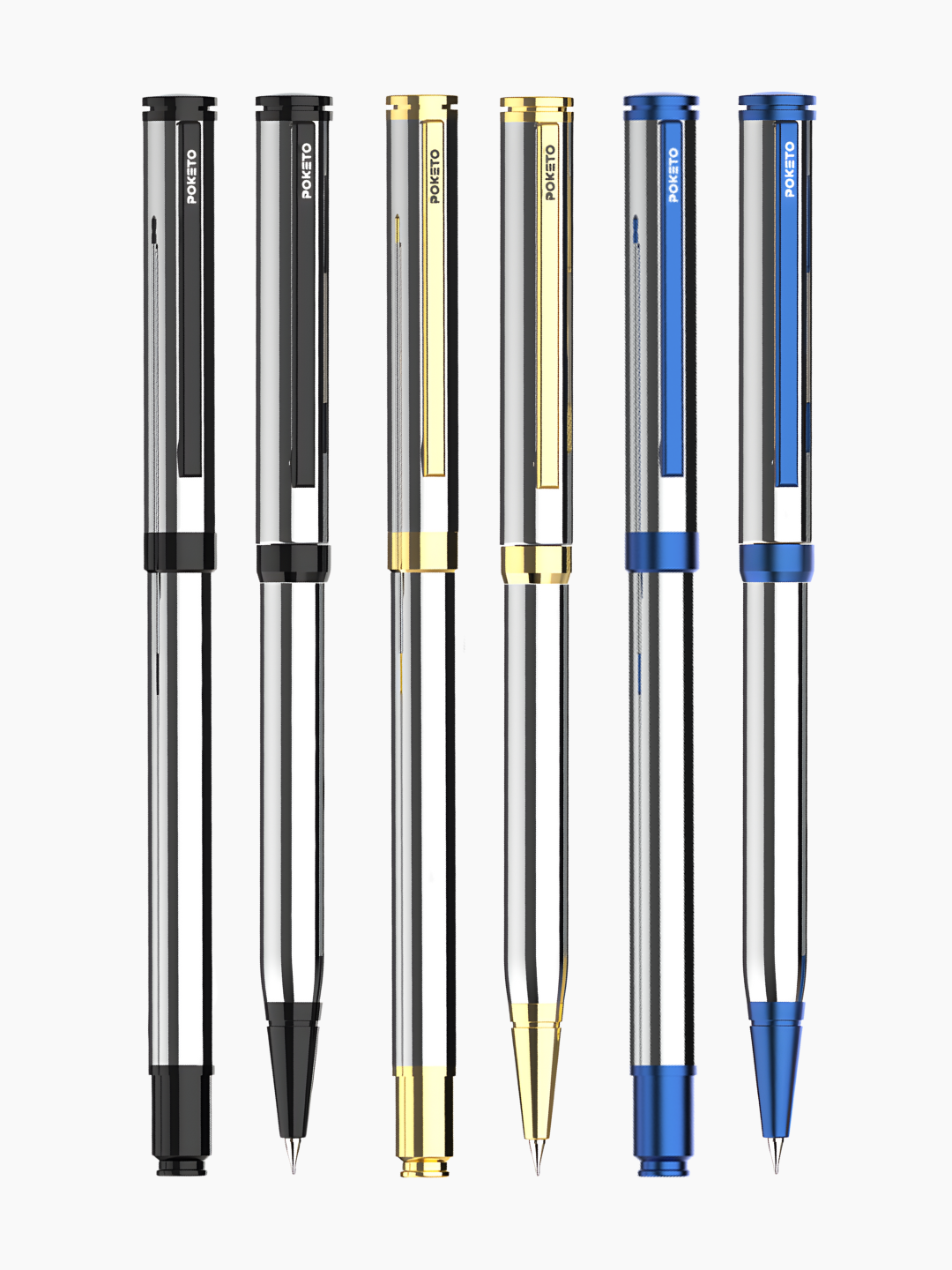 Sterling Viva Premium Metallic Plated Roller & Ball Pen Set (Set of 6)