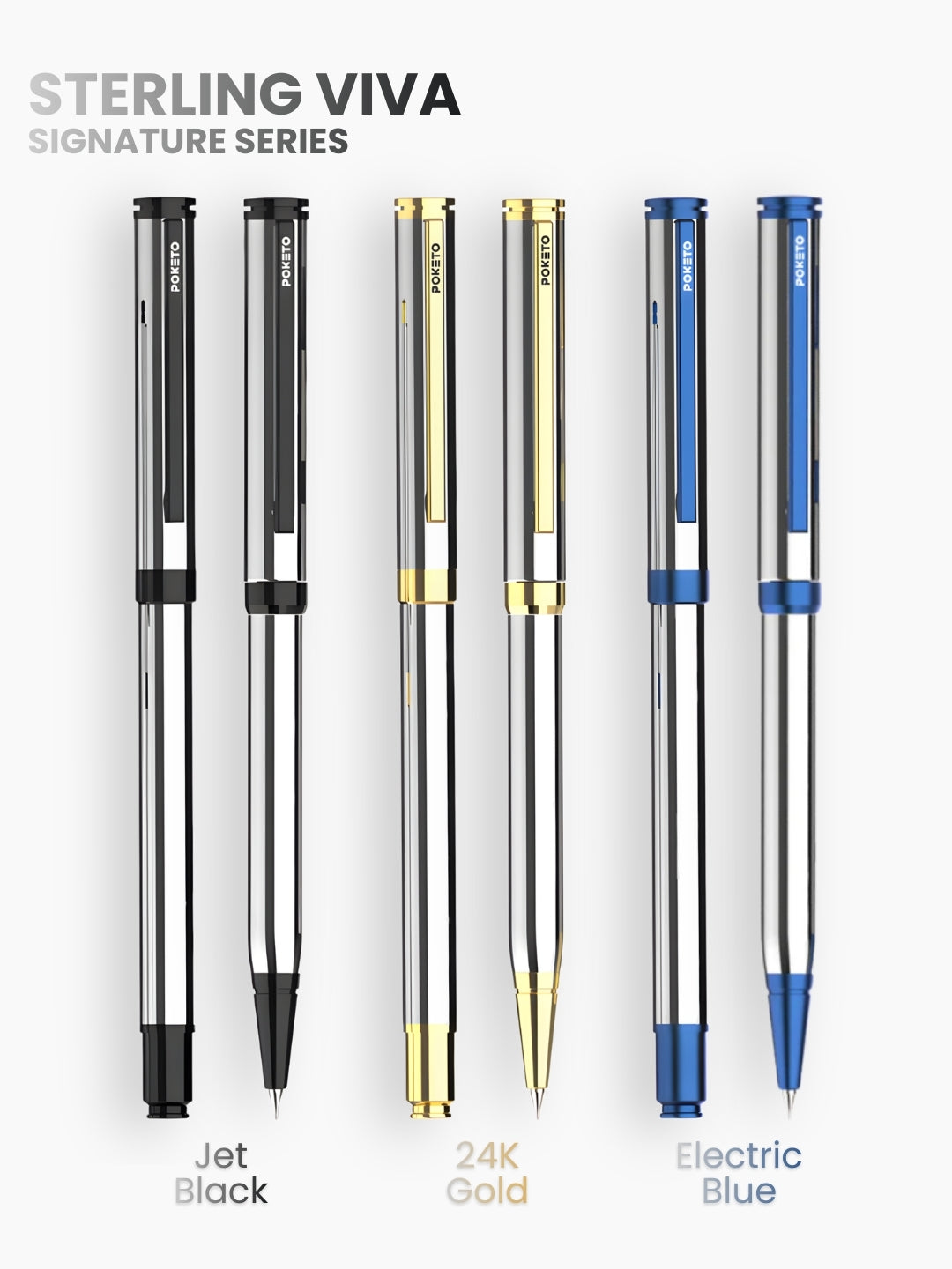 Sterling Viva Premium Metallic Plated Roller & Ball Pen Set – 24K Gold
